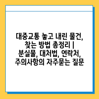 대중교통 놓고 내린 물건, 찾는 방법 총정리 | 분실물, 대처법, 연락처, 주의사항