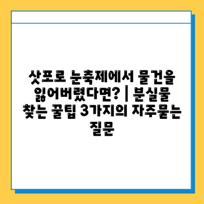 삿포로 눈축제에서 물건을 잃어버렸다면? | 분실물 찾는 꿀팁 3가지