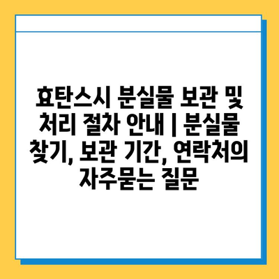 효탄스시 분실물 보관 및 처리 절차 안내 | 분실물 찾기, 보관 기간, 연락처