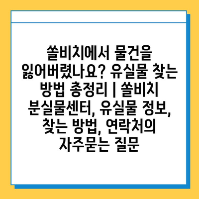 쏠비치에서 물건을 잃어버렸나요? 유실물 찾는 방법 총정리 | 쏠비치 분실물센터, 유실물 정보, 찾는 방법, 연락처