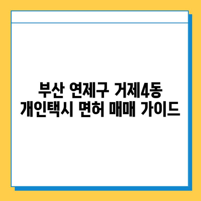 부산 연제구 거제4동 개인택시 면허 매매 가격| 오늘 시세, 넘버값, 자격조건, 월수입, 양수교육 | 상세 정보 가이드