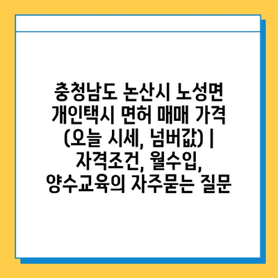 충청남도 논산시 노성면 개인택시 면허 매매 가격 (오늘 시세, 넘버값) | 자격조건, 월수입, 양수교육