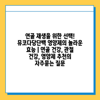 연골 재생을 위한 선택! 뮤코다당단백 영양제의 놀라운 효능 | 연골 건강, 관절 건강, 영양제 추천