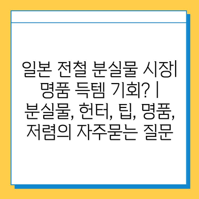 일본 전철 분실물 시장| 명품 득템 기회? | 분실물, 헌터, 팁, 명품, 저렴