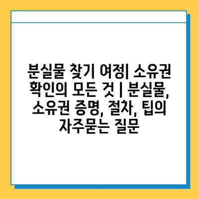 분실물 찾기 여정| 소유권 확인의 모든 것 | 분실물, 소유권 증명, 절차, 팁