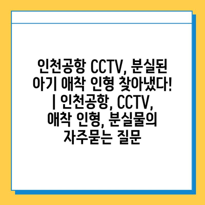 인천공항 CCTV, 분실된 아기 애착 인형 찾아냈다! | 인천공항, CCTV, 애착 인형, 분실물