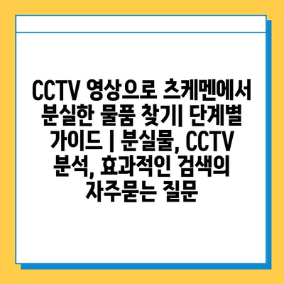 CCTV 영상으로 츠케멘에서 분실한 물품 찾기| 단계별 가이드 | 분실물, CCTV 분석, 효과적인 검색