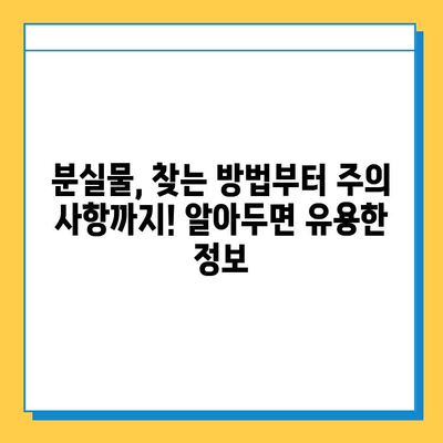 분실물 찾기, 이제 걱정하지 마세요! | 분실물 처리 기간, 보관 장소 안내 & 찾는 방법