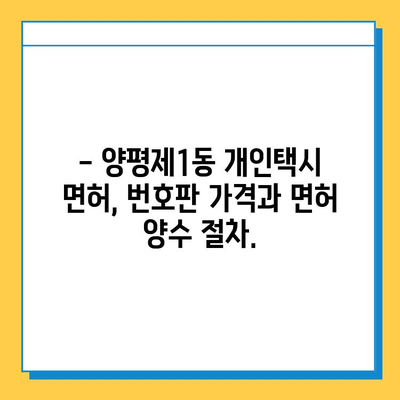 서울 영등포구 양평제1동 개인택시 면허 매매 가격| 오늘 시세 확인 & 자격조건/월수입/양수교육 안내 | 번호판, 넘버값, 면허 양수