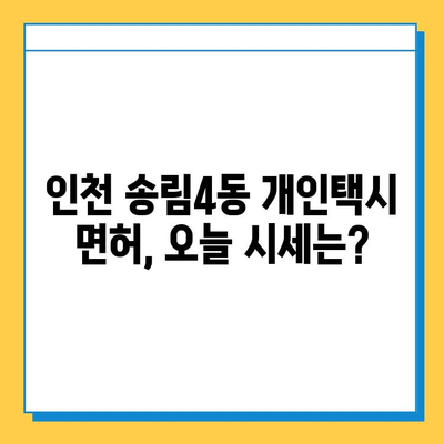 인천시 동구 송림4동 개인택시 면허 매매| 오늘 시세, 자격조건, 월수입, 양수교육 | 번호판, 넘버값, 가격 정보