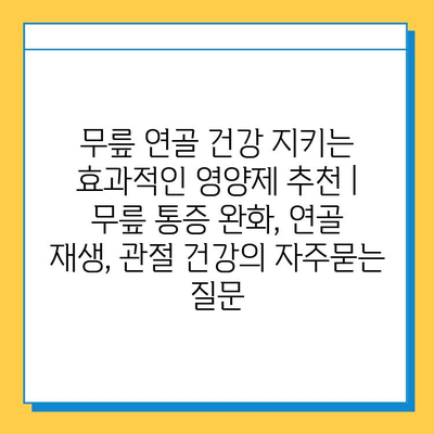 무릎 연골 건강 지키는 효과적인 영양제 추천 | 무릎 통증 완화, 연골 재생, 관절 건강