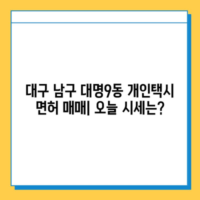 대구 남구 대명9동 개인택시 면허 매매 가격| 오늘 시세 및 자격조건, 월수입, 양수교육 | 번호판, 넘버값, 면허 취득, 운영 정보