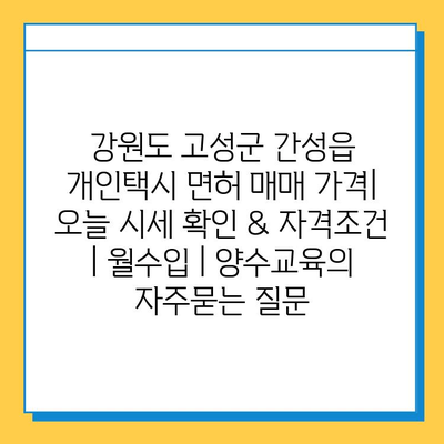 강원도 고성군 간성읍 개인택시 면허 매매 가격| 오늘 시세 확인 & 자격조건 | 월수입 | 양수교육