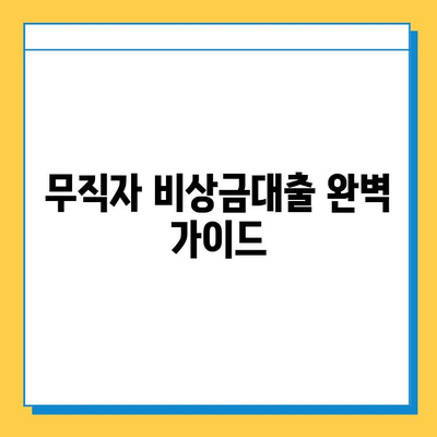 무직자 비상금대출, 조건부터 한도, 금리까지 완벽 정리 | 비상금, 대출, 신용대출, 무직자 대출