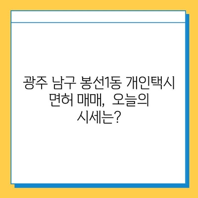 광주 남구 봉선1동 개인택시 면허 매매 가격| 오늘 시세 확인 & 자격조건 | 넘버값, 월수입, 양수교육