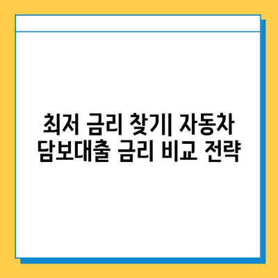 무입고 자동차 담보대출, 최저 금리와 조건 비교 | 자동차 담보대출, 무입고, 금리 비교, 대출 조건