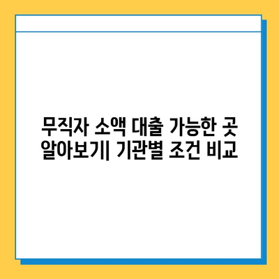 무직자 소액 대출 가능한 곳 알아보기| 기관별 조건 비교 | 무직자 대출, 소액 대출, 대출 조건, 신용대출