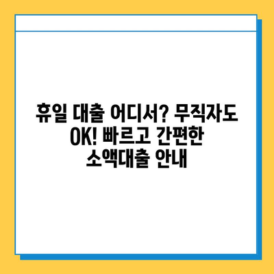 휴일 신청 가능한 무직자 소액 대출| 급한 돈 필요할 때, 어디서? | 소액대출, 비상금, 당일대출, 무직자대출, 휴일대출