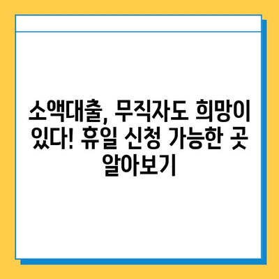 휴일 신청 가능한 무직자 소액 대출| 급한 돈 필요할 때, 어디서? | 소액대출, 비상금, 당일대출, 무직자대출, 휴일대출