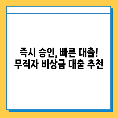 무직자 비상금 대출 최저금리 비교 & 추천 | 즉시 승인, 빠른 대출, 신용등급 확인