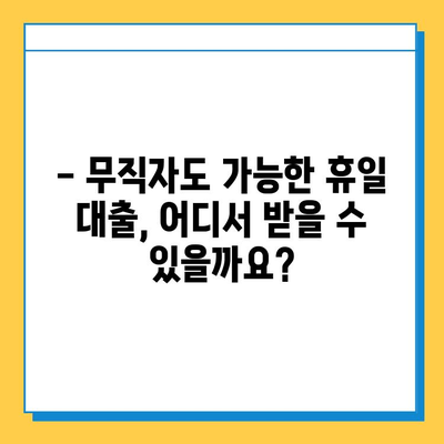 무직자 휴일대출 가능할까요? 조건, 금리, 가능한 기관 총정리 | 비상금 마련, 대출 정보, 신용대출