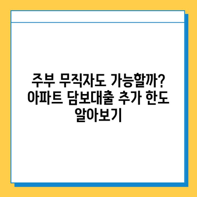 주부 무직자, 아파트 담보대출 추가 한도 조회 & 신청 가이드 | 한도 계산, 필요 서류, 주의 사항