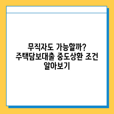 무직자 주택담보대출 중도상환 제도 완벽 가이드 | 조건, 절차, 주의사항