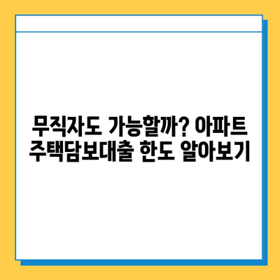 아파트 주택담보 대출 무직자 한도, 정말 설정 없을까요? 꼼꼼히 따져보는 가이드 | 무직자 대출, 한도 확인, 주택담보대출