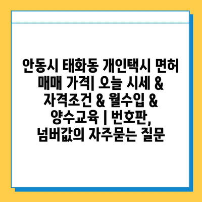 안동시 태화동 개인택시 면허 매매 가격| 오늘 시세 & 자격조건 & 월수입 & 양수교육 | 번호판, 넘버값