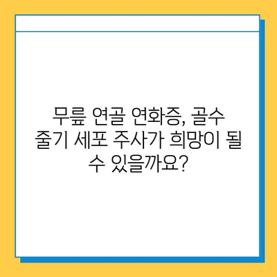 무릎 연골 연화증, 골수 줄기 세포 주사로 치료 가능할까요? | 연골 재생, 치료 효과, 주의 사항