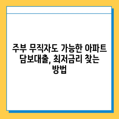 주부 무직자, 아파트 담보대출 최저금리 비교 가이드 | 금리 비교, 대출 조건, 신청 방법