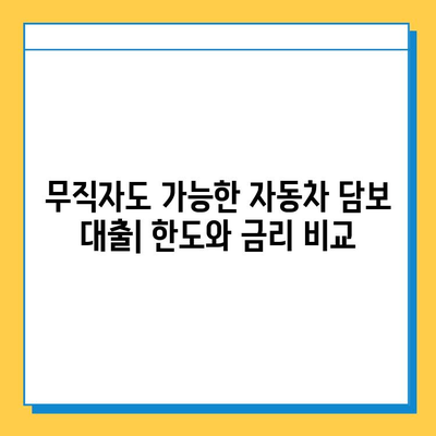 무직자 차량 담보대출, 한도와 금리 비교| 최적의 조건 찾는 방법 | 무직자 대출, 자동차 담보 대출, 금리 비교, 대출 한도