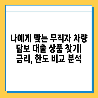 무직자 차량 담보대출, 한도와 금리 비교| 최적의 조건 찾는 방법 | 무직자 대출, 자동차 담보 대출, 금리 비교, 대출 한도