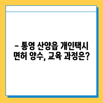 통영 산양읍 개인택시 면허 매매 가격| 오늘 시세, 넘버값, 자격조건, 월수입, 양수교육 | 상세 정보 및 가이드