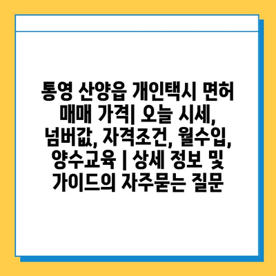 통영 산양읍 개인택시 면허 매매 가격| 오늘 시세, 넘버값, 자격조건, 월수입, 양수교육 | 상세 정보 및 가이드