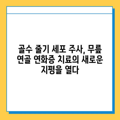 골수 줄기 세포 주사| 무릎 연골 연화증 치료의 가능성과 기대 효과 | 연골 재생, 치료법, 재활