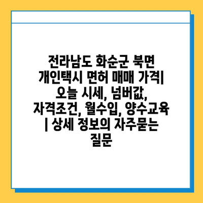 전라남도 화순군 북면 개인택시 면허 매매 가격| 오늘 시세, 넘버값, 자격조건, 월수입, 양수교육 | 상세 정보