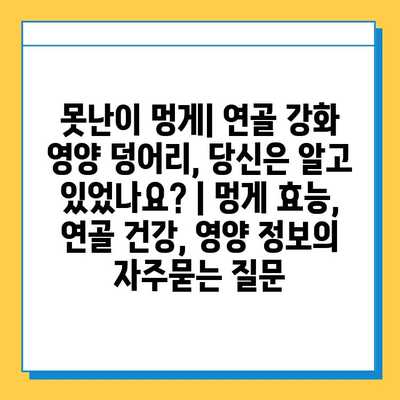 못난이 멍게| 연골 강화 영양 덩어리, 당신은 알고 있었나요? | 멍게 효능, 연골 건강, 영양 정보