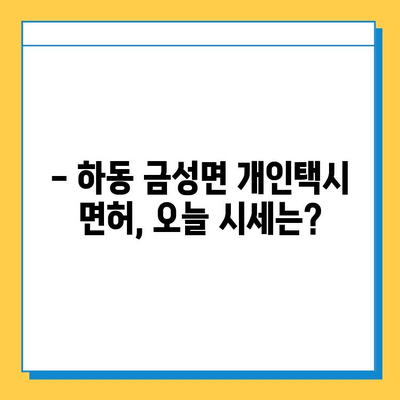 하동군 금성면 개인택시 면허 매매 가격 & 자격조건 | 오늘 시세, 번호판 값, 월수입, 양수 교육