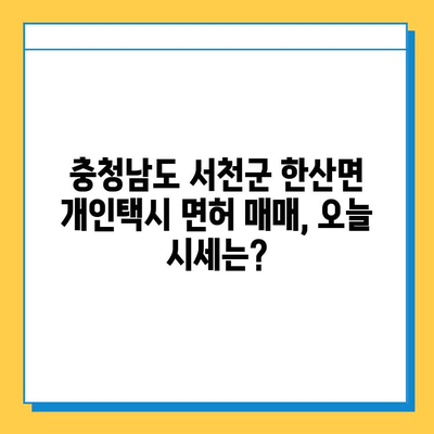 충청남도 서천군 한산면 개인택시 면허 매매 가격| 오늘 시세 확인! | 번호판, 넘버값, 자격조건, 월수입, 양수교육