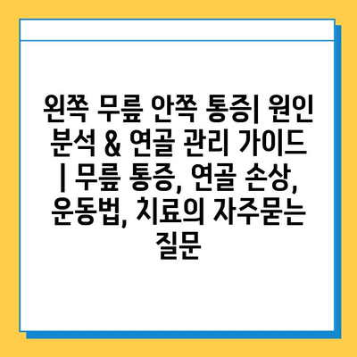 왼쪽 무릎 안쪽 통증| 원인 분석 & 연골 관리 가이드 | 무릎 통증, 연골 손상, 운동법, 치료