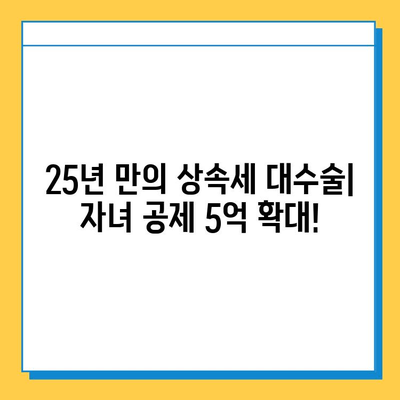 25년 만의 상속세 대수술| 자녀 공제 5억까지 확대! | 상속세 개편, 상속세 계산, 상속세 절세 팁