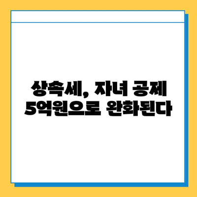 상속세 자녀 공제 5억원| 세법 개정 발표 | 상속세, 자녀, 공제, 개정, 세금