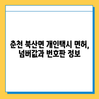 강원도 춘천시 북산면 개인택시 면허 매매| 오늘 시세, 자격조건, 월수입, 양수교육 상세 가이드 | 넘버값, 번호판