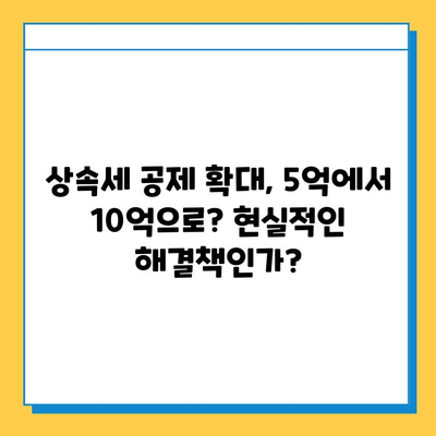 상속세 일괄 공제 상향 조정 요구| 5억에서 10억으로? | 상속세, 재산세, 세금 개편, 경제 정책