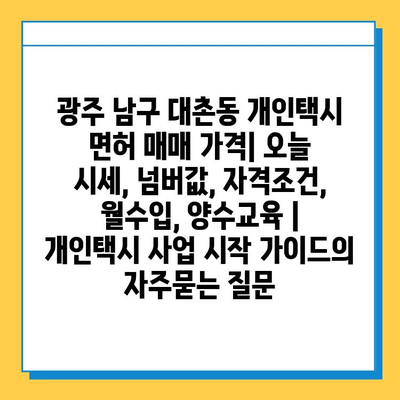 광주 남구 대촌동 개인택시 면허 매매 가격| 오늘 시세, 넘버값, 자격조건, 월수입, 양수교육 | 개인택시 사업 시작 가이드