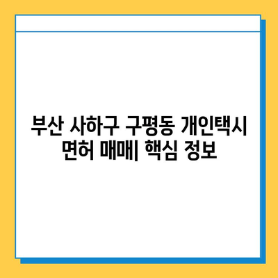 부산 사하구 구평동 개인택시 면허 매매 가격| 오늘 시세, 넘버값, 자격조건, 월수입, 양수교육 | 상세 정보