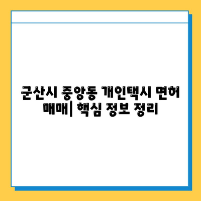 군산시 중앙동 개인택시 면허 매매 가격| 오늘 시세, 번호판 값, 자격 조건, 월수입, 양수 교육 | 상세 가이드