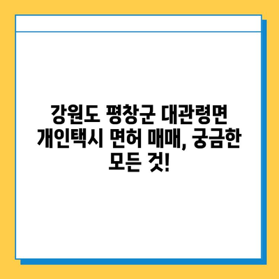 강원도 평창군 대관령면 개인택시 면허 매매 가격| 오늘 시세 확인 & 자격조건 | 월수입 | 양수교육 | 넘버값