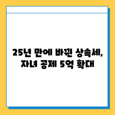 25년 만에 대수술! 자녀 공제 5억씩 상속세 개편, 무엇이 달라지나? | 상속세, 자녀 공제, 개편, 변화, 세금